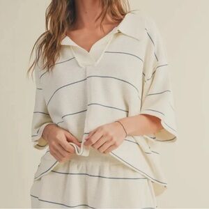 MIOU MUSE In A Daze Collared Top in Off White